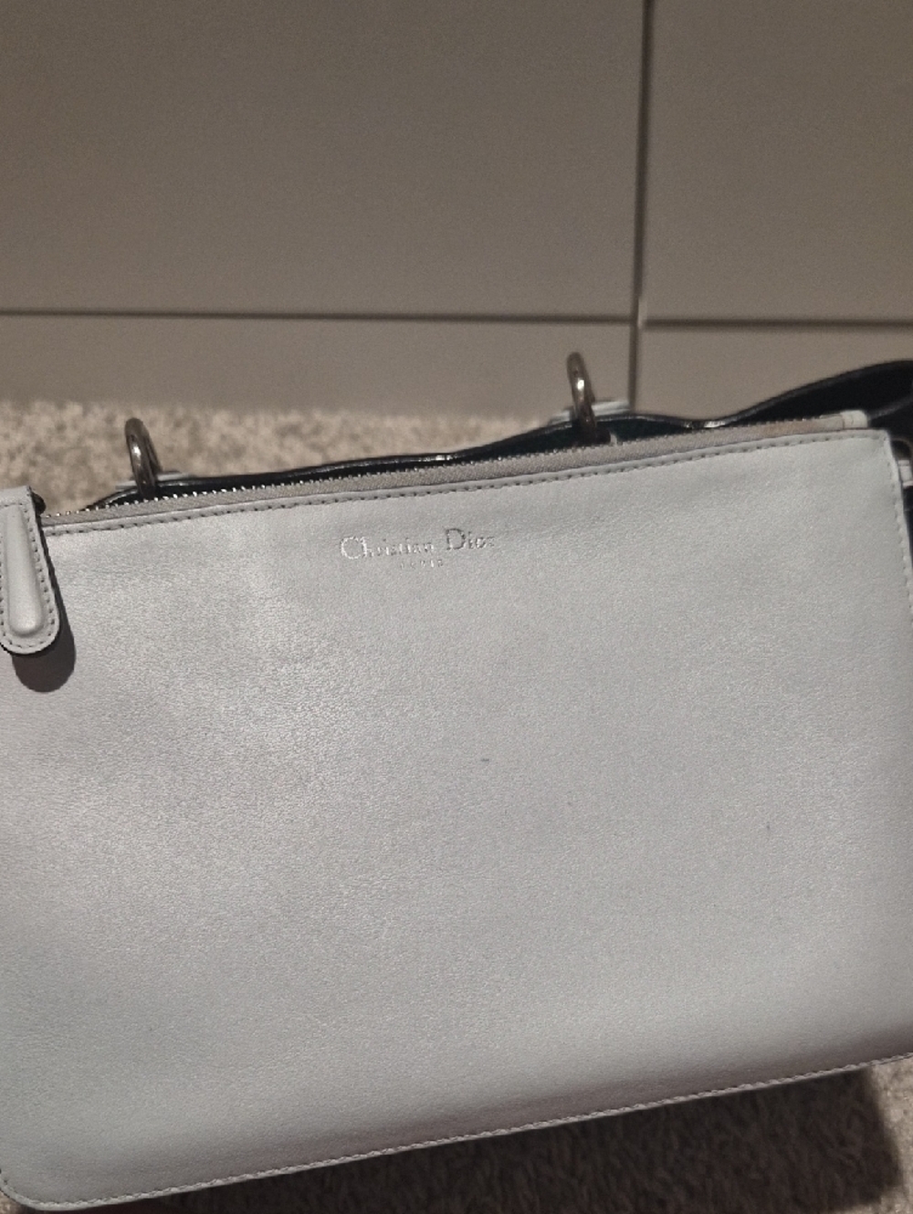 Dior Navy Diorissiomo with Whitish Bluish Handle and Silver Hardware - Picture 11 of 15